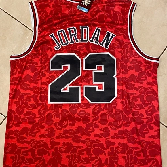 BAPE Bulls Jordan 23 レッドジャージ BAPE x Mitchell & Ness Bulls ABC Basketball Swingman Jersey